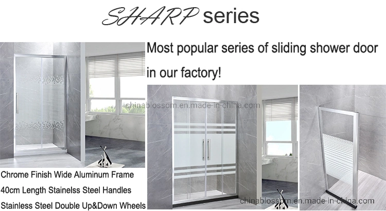 Bathroom Simple Aluminum Frame Enclosure Room Tempered Glass Sliding Shower Door