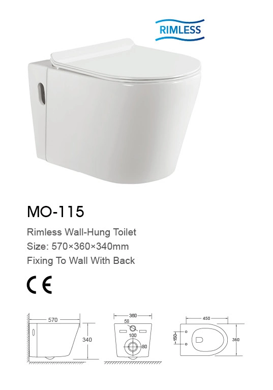 Collision Type Flush Wall-Hung Closet Wc Sanitary Ware Wall-Hung Toilet