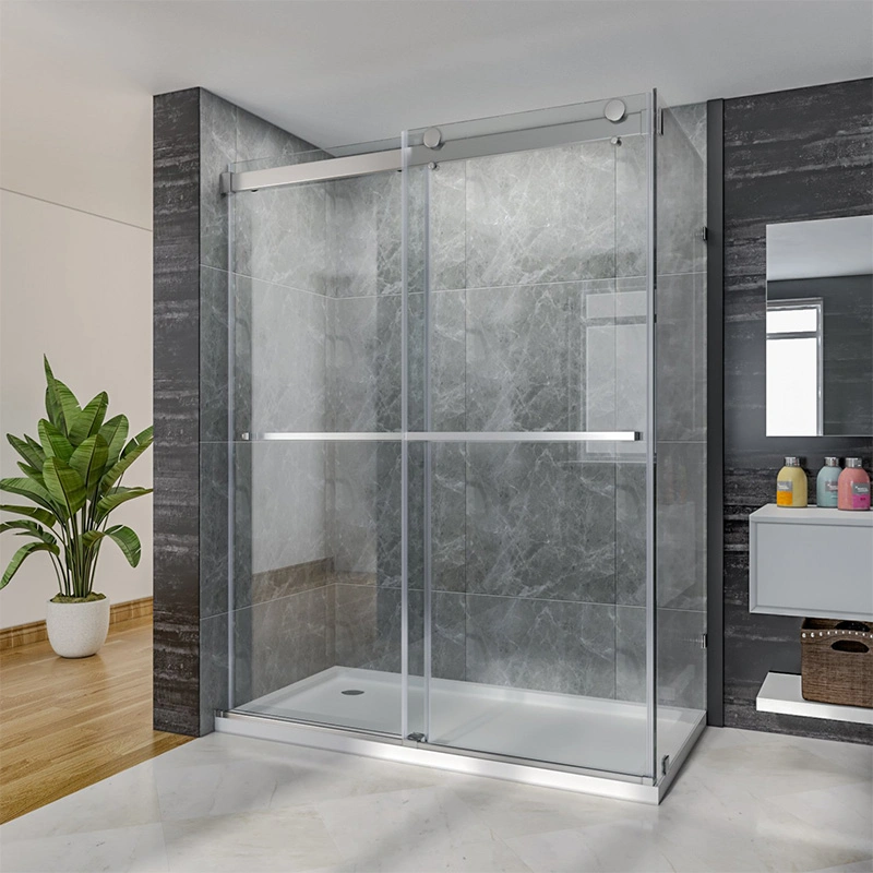 Sally Frameless Bathroom Shower Enclosure 8mm Tempered-Glass Double-Sliding Door with Side Panel