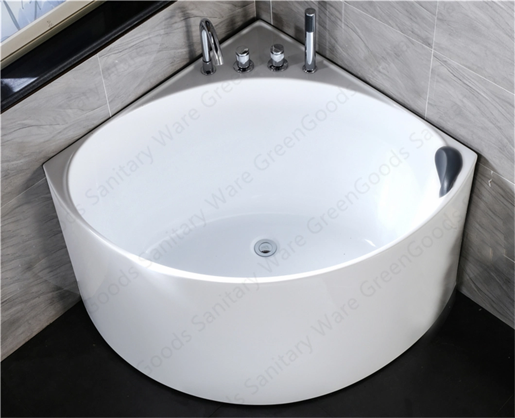 CE Wholesale Chinese Guangzhou Simple Type One Person Soaking Tubs White Acrylic ABS Resin Seamless Freestanding Corner Bathtubs