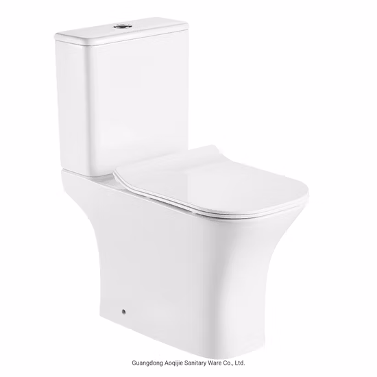 Ceramic Two Piece Toilet Square Shape Rimless Sanitary Ware Bathroom Closet Small Modern Couple Close Floor Mounted Wc Toilet
