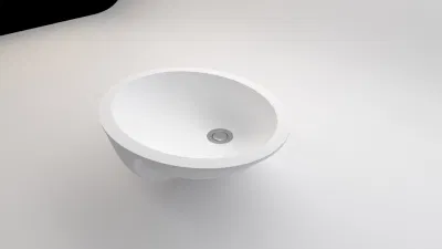 Customized White Pure Acrylic Solid Surface Undermount Bathroom/ Kitchen Wash Basin