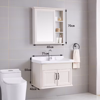 Modern Melamine Plywood Wall Mounted Bathroom Vanity with Mirror Cabinet