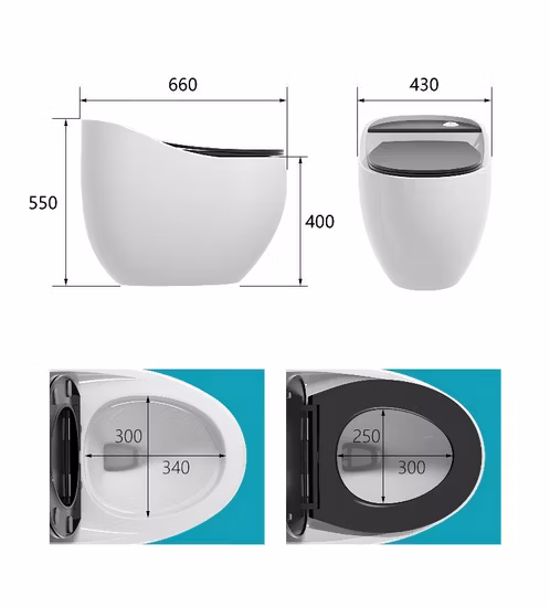 Ceramic Two Piece Toilet Round Shape Rimless Sanitary Ware Bathroom Closet Small Modern Couple Close Floor Mounted Wc Toilet